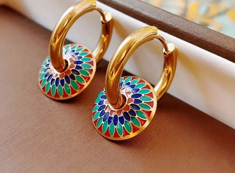 Çelik  Etnik Desenli Zincir Detaylı Bohem Kolye Seti - Görsel 2