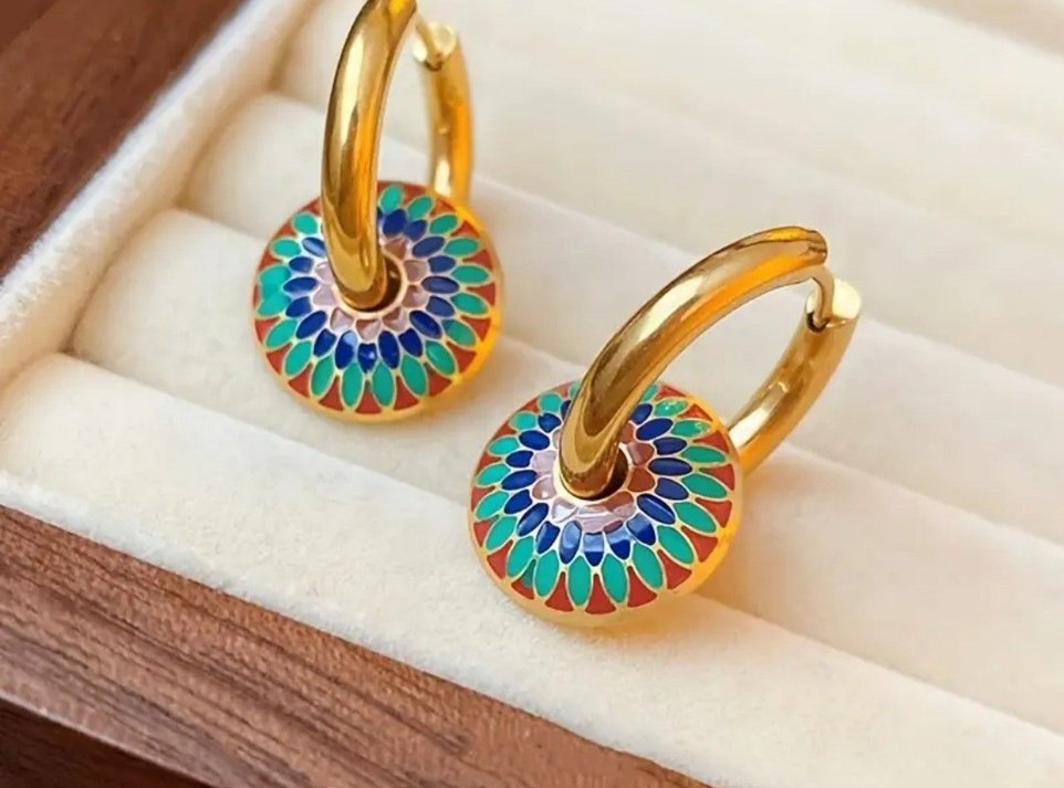 Çelik  Etnik Desenli Zincir Detaylı Bohem Kolye Seti - Görsel 4