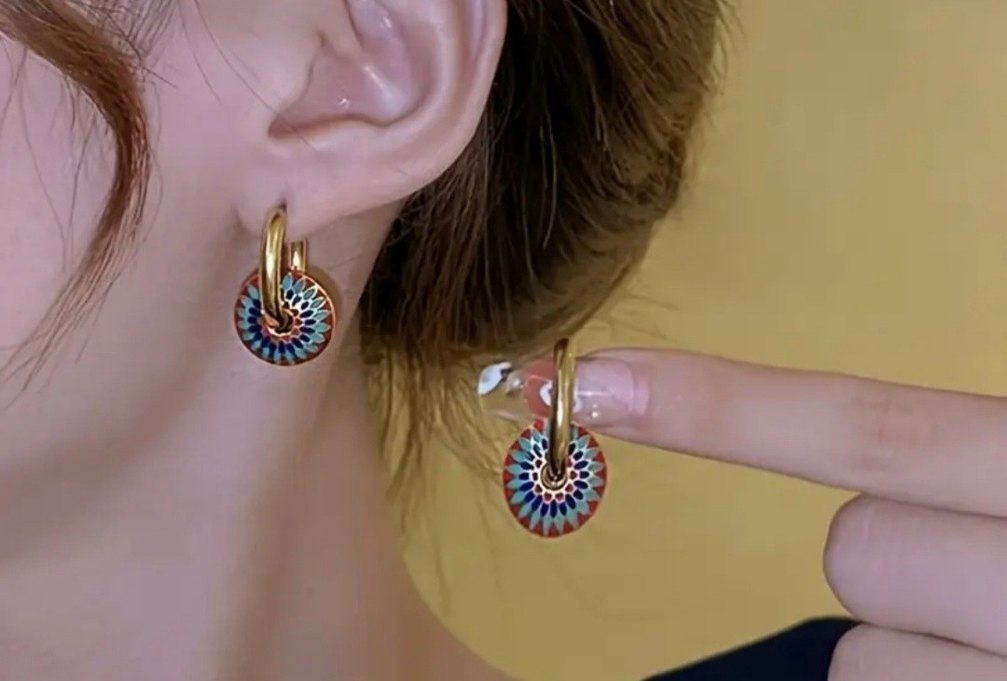 Çelik  Etnik Desenli Zincir Detaylı Bohem Kolye Seti - Görsel 5