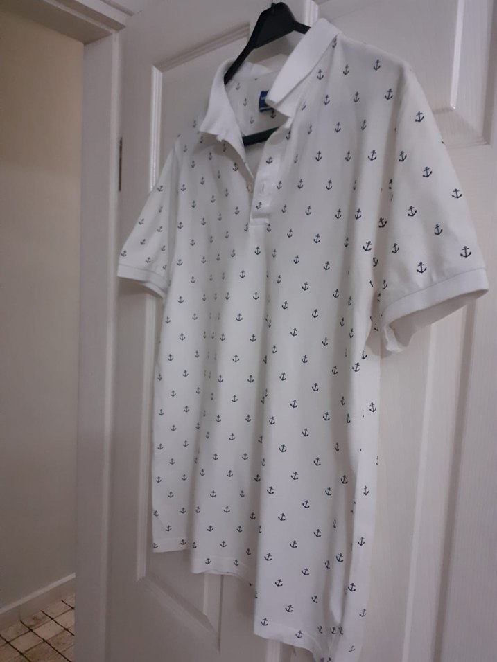 Düğmeli Yakalı Erkek Beyaz Polo Tişört - Görsel 2