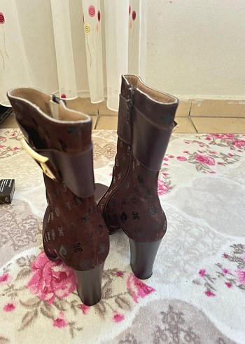 Kahverengi Yüksek Topuklu Deri Kadın Bot - Görsel 4