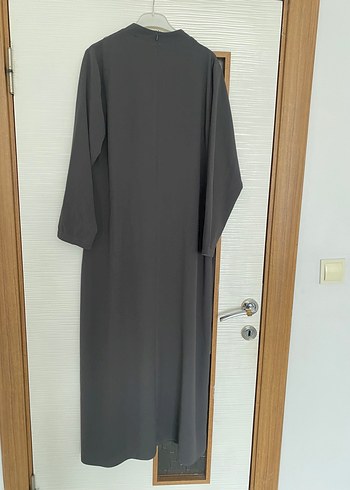 Gri Uzun Kol Drapeli Kadın Elbise - Görsel 3