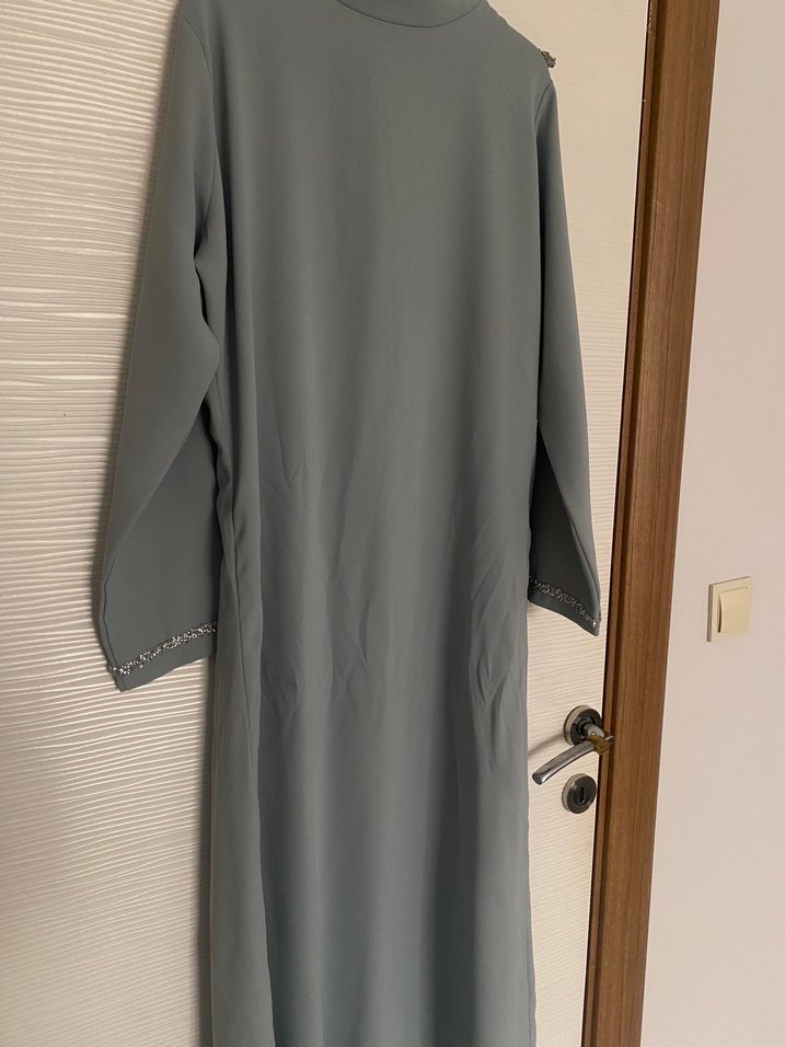 Gri Uzun Kollu Salaş Kadın Elbise - Görsel 2