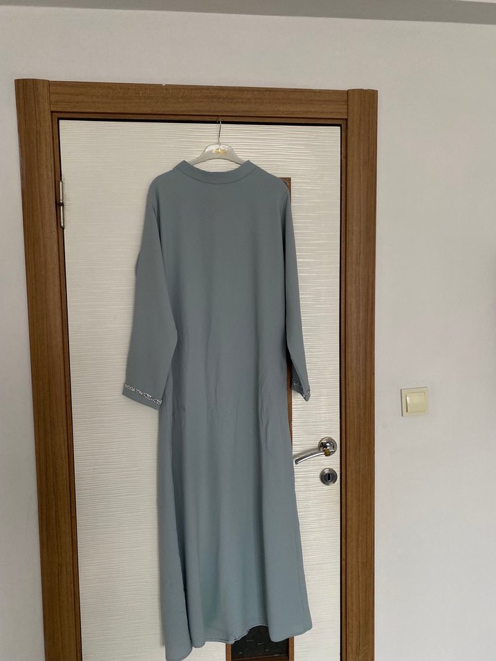 Gri Uzun Kollu Salaş Kadın Elbise - Görsel 3