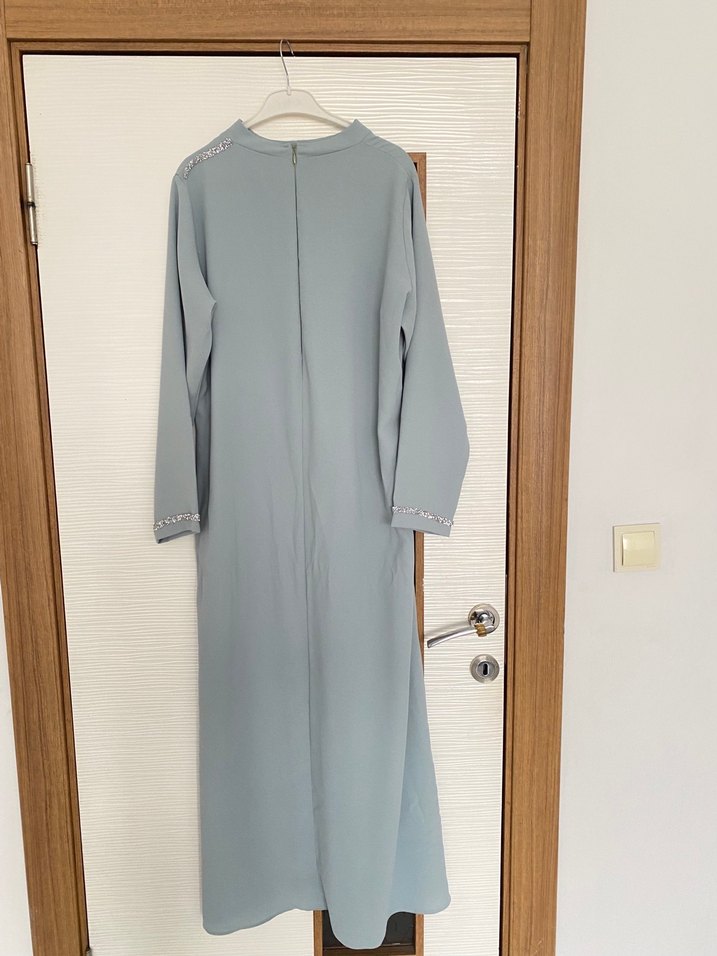Gri Uzun Kollu Salaş Kadın Elbise - Görsel 4