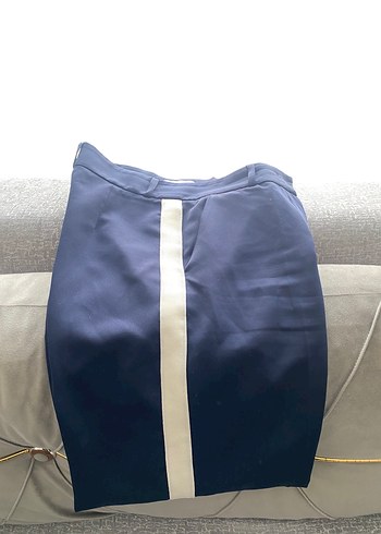 Lacivert Yan Şeritli Kadın Kumaş Pantolon - Görsel 3