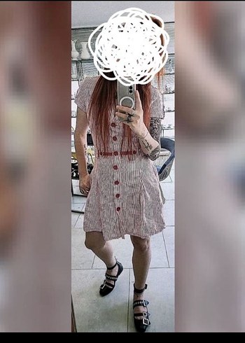 Düğmeli Pamuk Midi Elbise