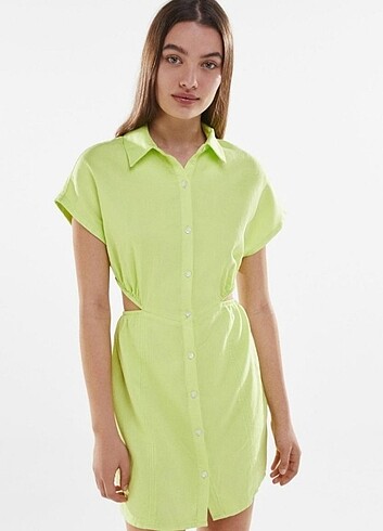 Bershka Bershka Pencere Detaylı Gömlek Elbise