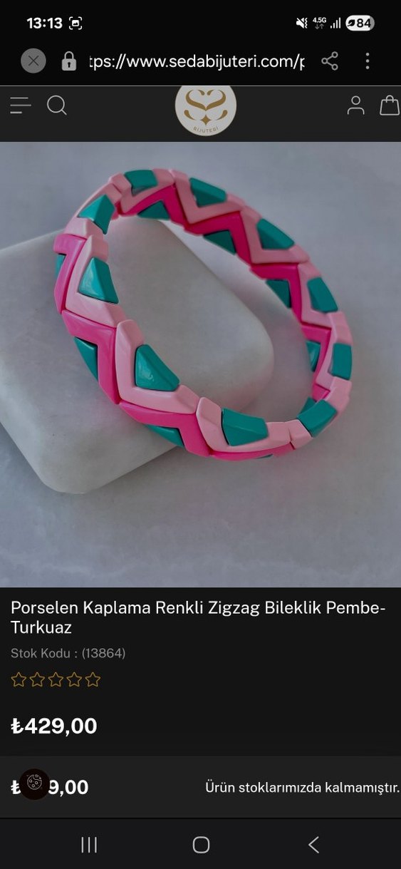 Elastik Porselen Kaplama Zigzag Bileklik - Görsel 2