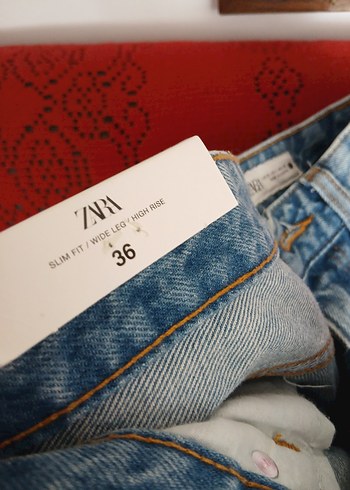 Zara Wide Leg High Rise Slim Fit Kot Pantolon - Görsel 4