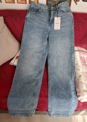 Zara Wide Leg High Rise Slim Fit Kot Pantolon - Görsel 2