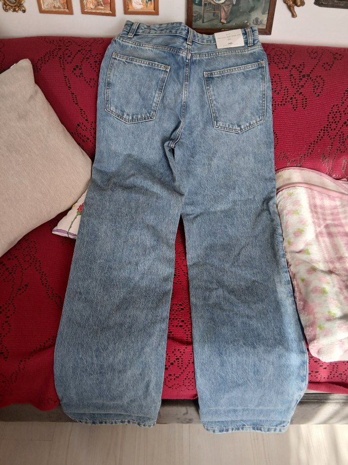 Zara Wide Leg High Rise Slim Fit Kot Pantolon - Görsel 5