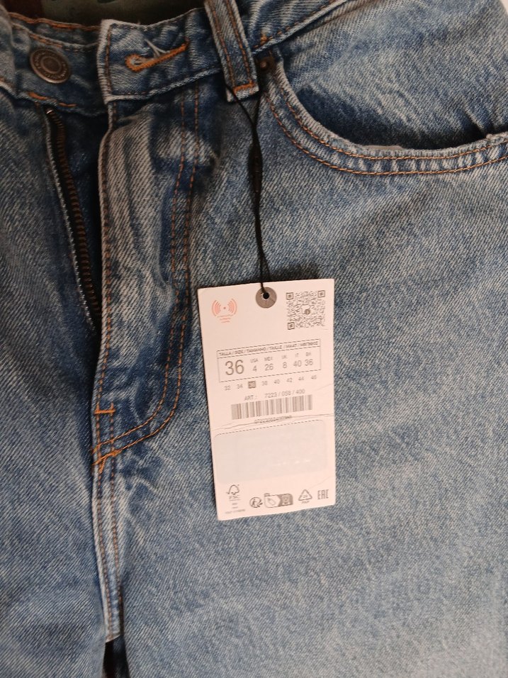 Zara Wide Leg High Rise Slim Fit Kot Pantolon - Görsel 3