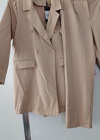 xl Beden ten rengi Renk İkili takım blazer ceket