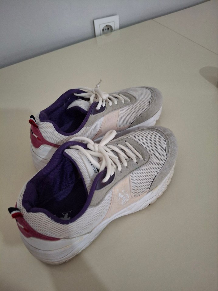 Beyaz Gri Bağcıklı Spor Kadın Sneakers - Görsel 4