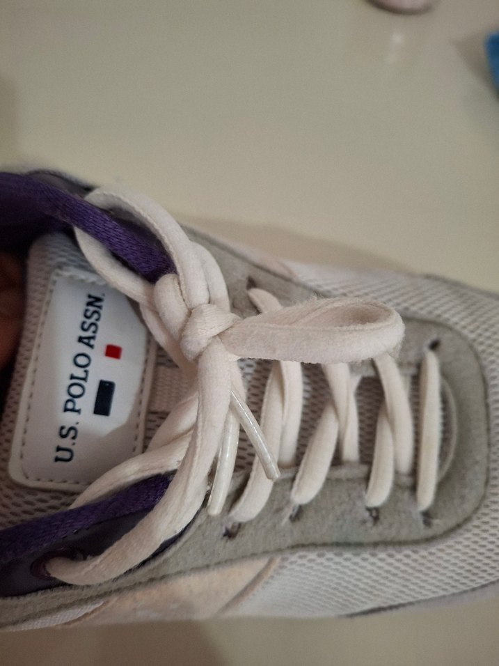 Beyaz Gri Bağcıklı Spor Kadın Sneakers - Görsel 3