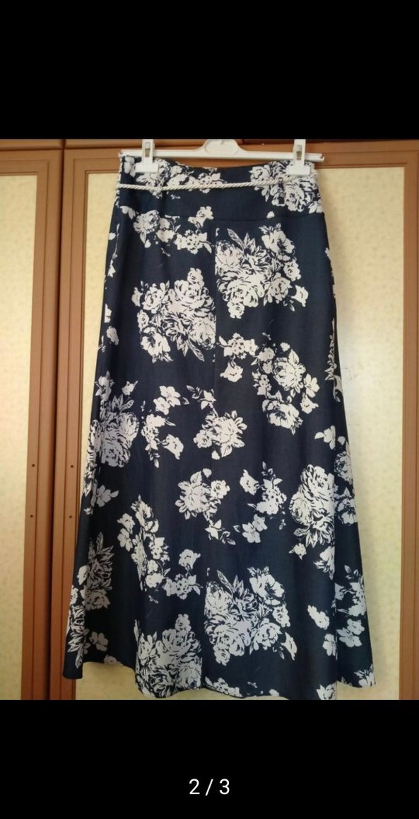 Kadın Lacivert Baskılı Uzun Etek - Görsel 2