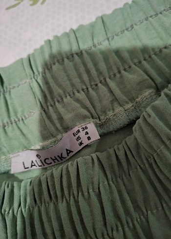 Yeşil Salaş Bohem Kadın Kumaş Pantolon - Görsel 7