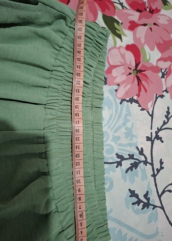 Yeşil Salaş Bohem Kadın Kumaş Pantolon - Görsel 4