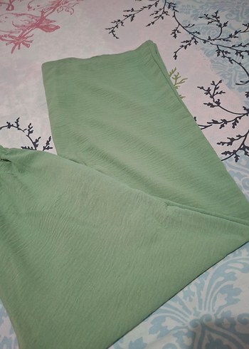 Yeşil Salaş Bohem Kadın Kumaş Pantolon - Görsel 2