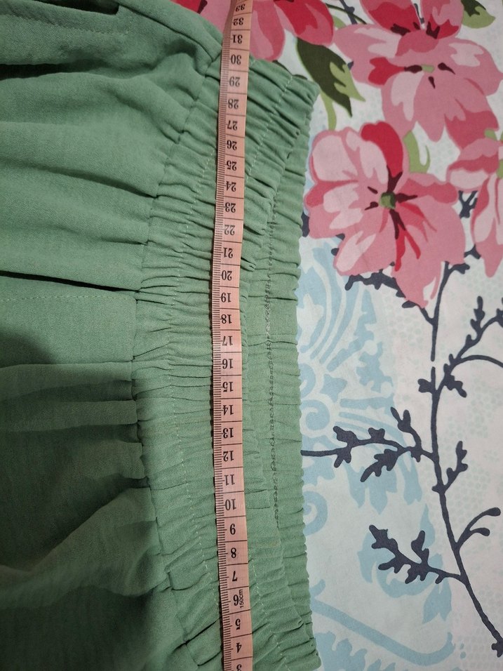 Yeşil Salaş Bohem Kadın Kumaş Pantolon - Görsel 4