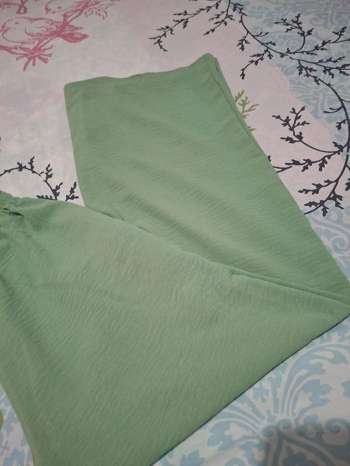 Yeşil Salaş Bohem Kadın Kumaş Pantolon - Görsel 2