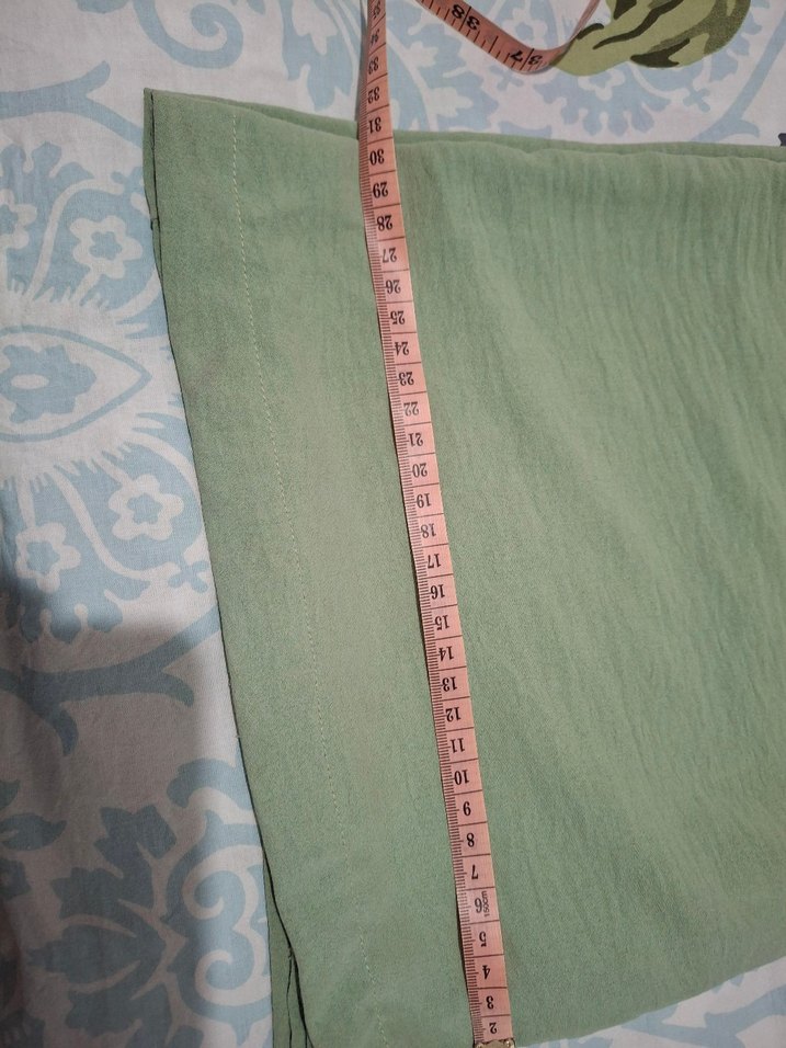 Yeşil Salaş Bohem Kadın Kumaş Pantolon - Görsel 3