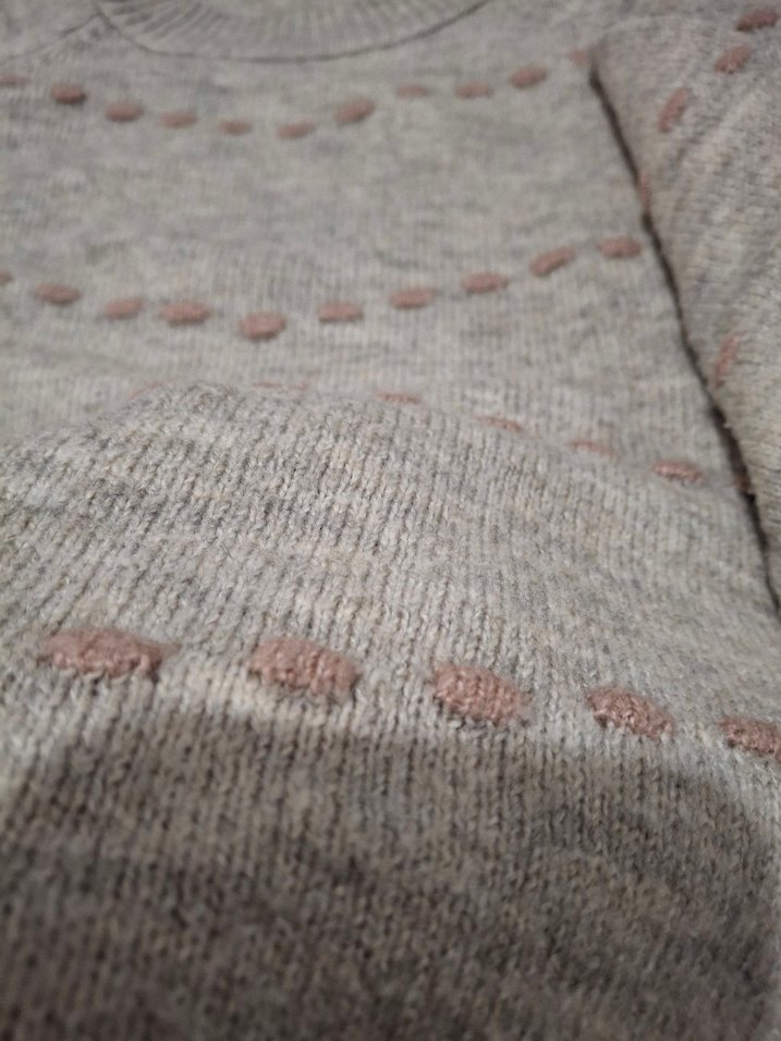 Gri Örgü Kadın Kazak, Bisiklet Yaka, Rahat Kesim - Görsel 2