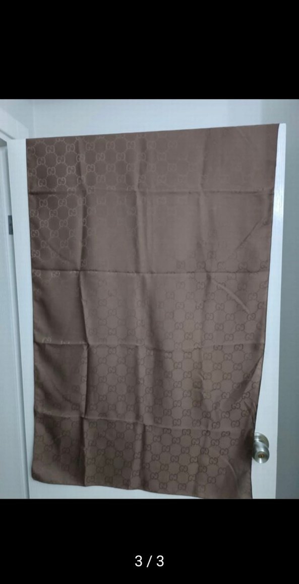 Kadın Kahverengi Drapeli Suni Kumaş Şal - Görsel 3