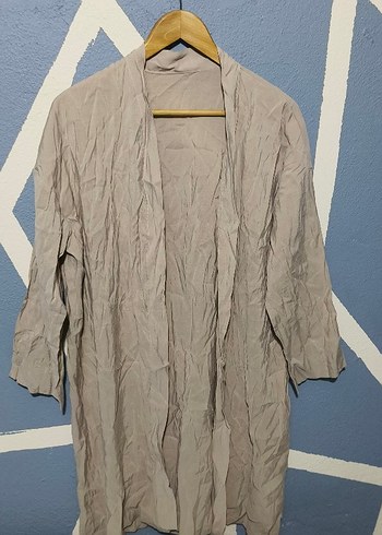 Bej Uzun Kollu Kadın Salaş Robe - Görsel 2