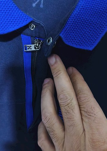 Düğmeli Koyu Mavi Erkek Polo Tişört - Görsel 3