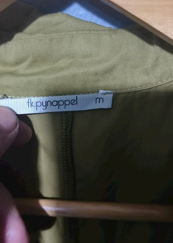 Hafif Dokulu Salaş Haki Hamile Uzun Ceket - Görsel 4