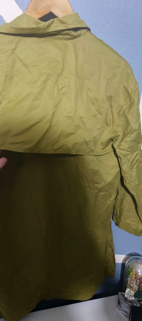 Hafif Dokulu Salaş Haki Hamile Uzun Ceket - Görsel 3