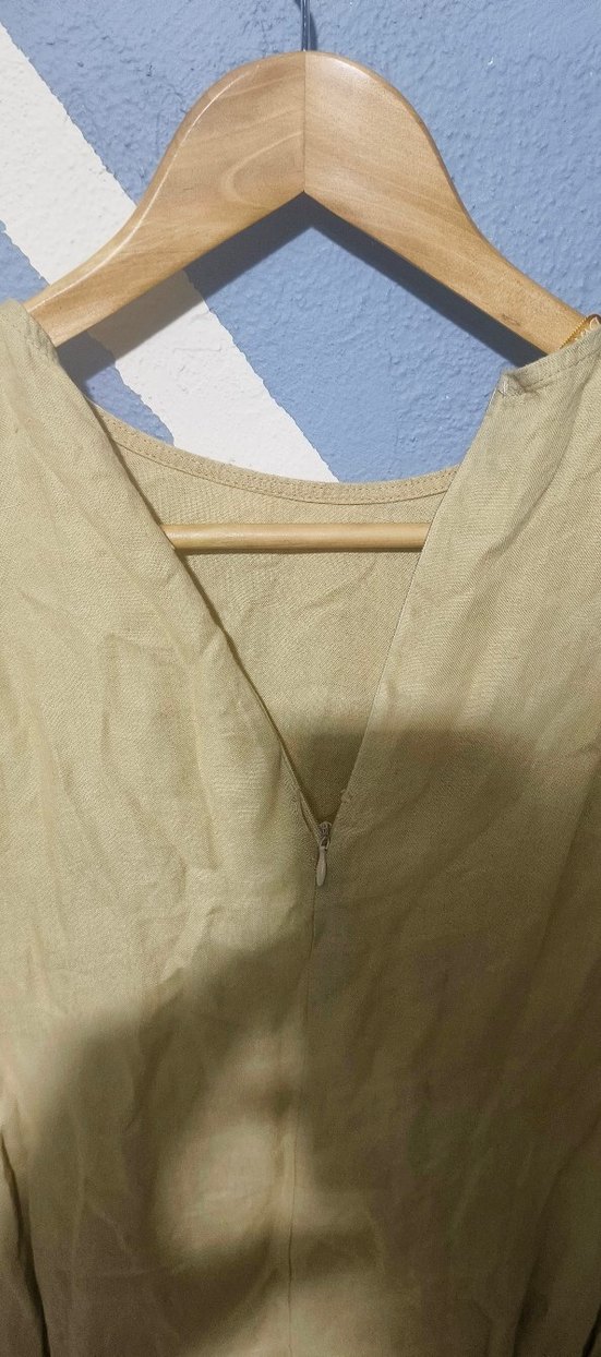 Bej Uzun Kollu Hamile Keten Tunik - Görsel 4