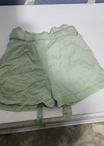 Kemerli Yeşil  Keten Şort - Görsel 2