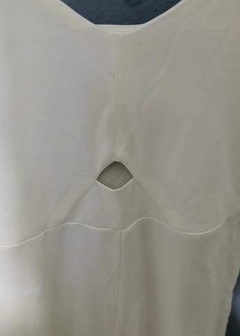 Beyaz Drapeli Uzun Kadın Tulum - Görsel 3