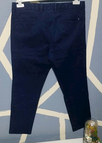 Erkek Lacivert Düğmeli Denim Pantolon - Görsel 3