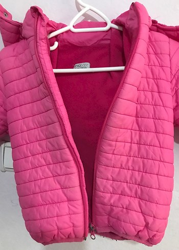 Pembe Fermuarlı Kız Çocuk Montu