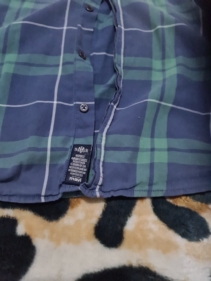 Ekose mavi yeşil erkek gömlek mavi marka - Görsel 4