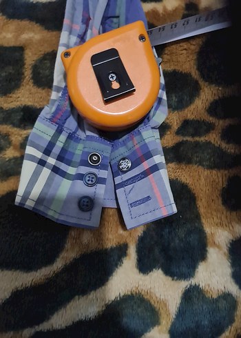 Erkek Gömlek Uzun Kollu Düğmeli Mavi Ekose - Görsel 3