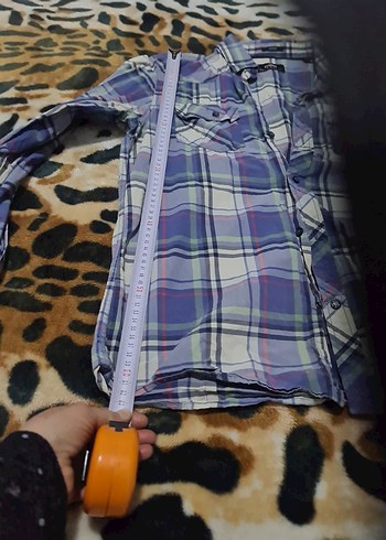 Erkek Gömlek Uzun Kollu Düğmeli Mavi Ekose - Görsel 5