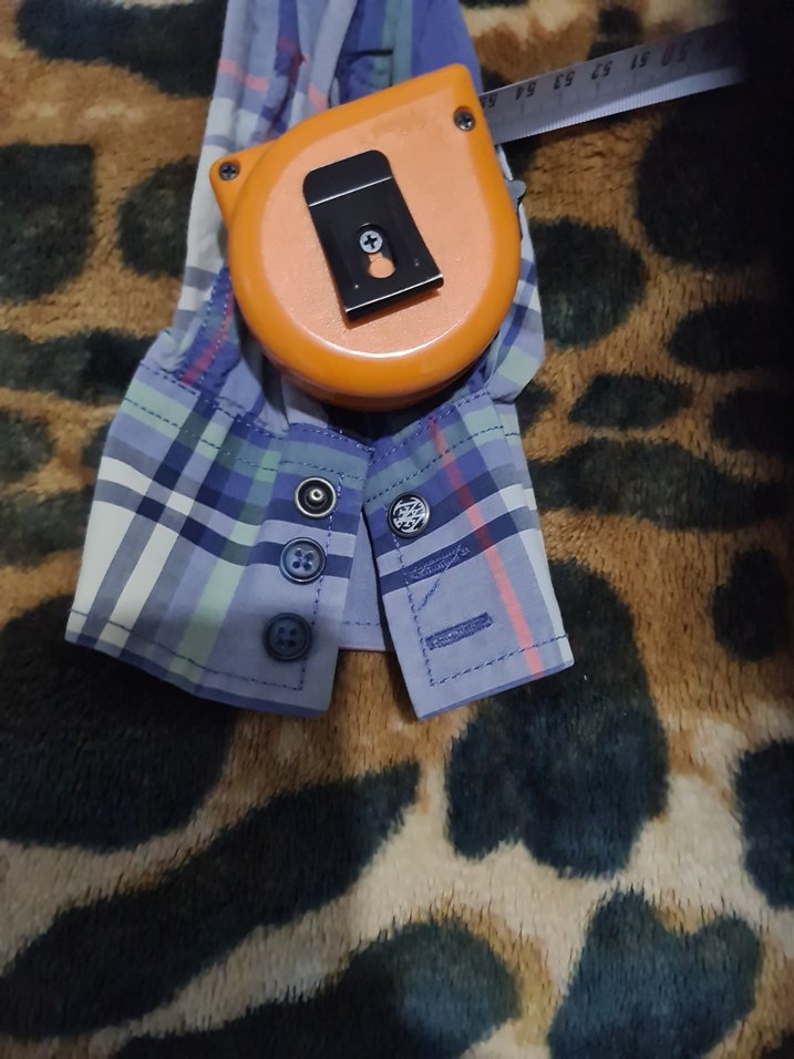 Erkek Gömlek Uzun Kollu Düğmeli Mavi Ekose - Görsel 3