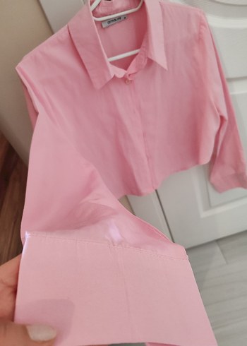 Pembe crop Gömlek - Görsel 2