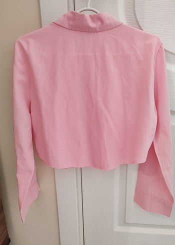 Pembe crop Gömlek - Görsel 3