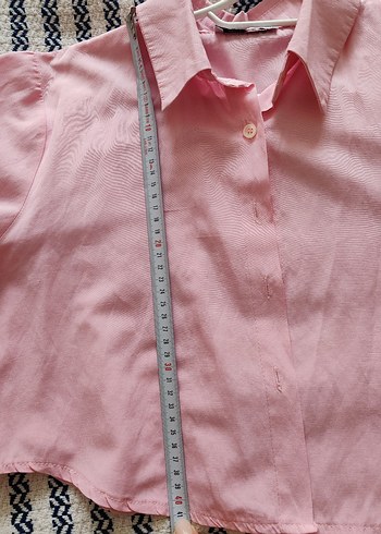 Pembe crop Gömlek - Görsel 6
