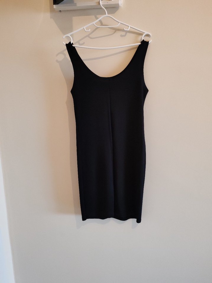 Siyah V Yaka Kolsuz Midi Elbise - Görsel 2