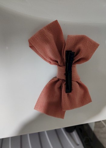 Bej Keten Kumaş Fiyonk Saç Aksesuarı - Görsel 3