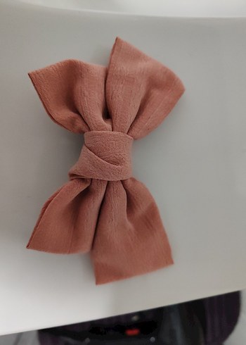 Bej Keten Kumaş Fiyonk Saç Aksesuarı - Görsel 2