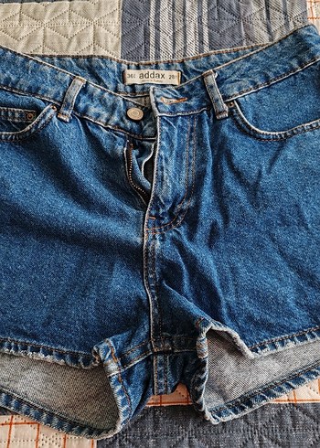 Düğmeli Mavi Kadın Mini Denim Şort