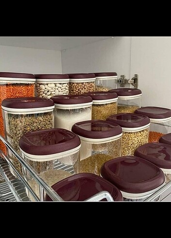 Tupperware Royal kavanoz 4 lü ve çeyizlik set mürdüm kapak